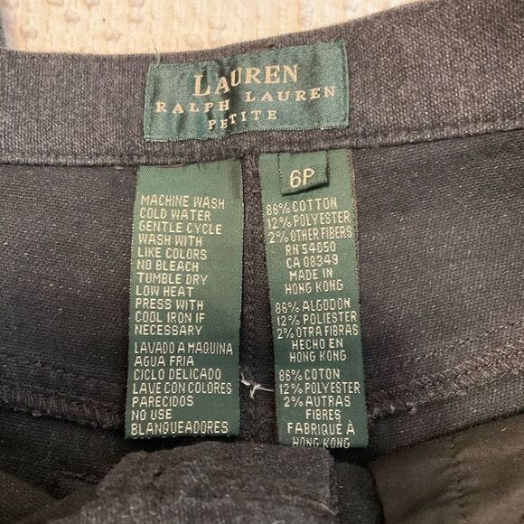 NWOT Lauren Ralph Lauren Charcoal Grey 5 Pocket Pants, 6P. Flannel feel heritage - Picture 10 of 10